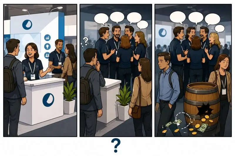 Agrégats spontanés d’équipes sur stand de salon professionnel